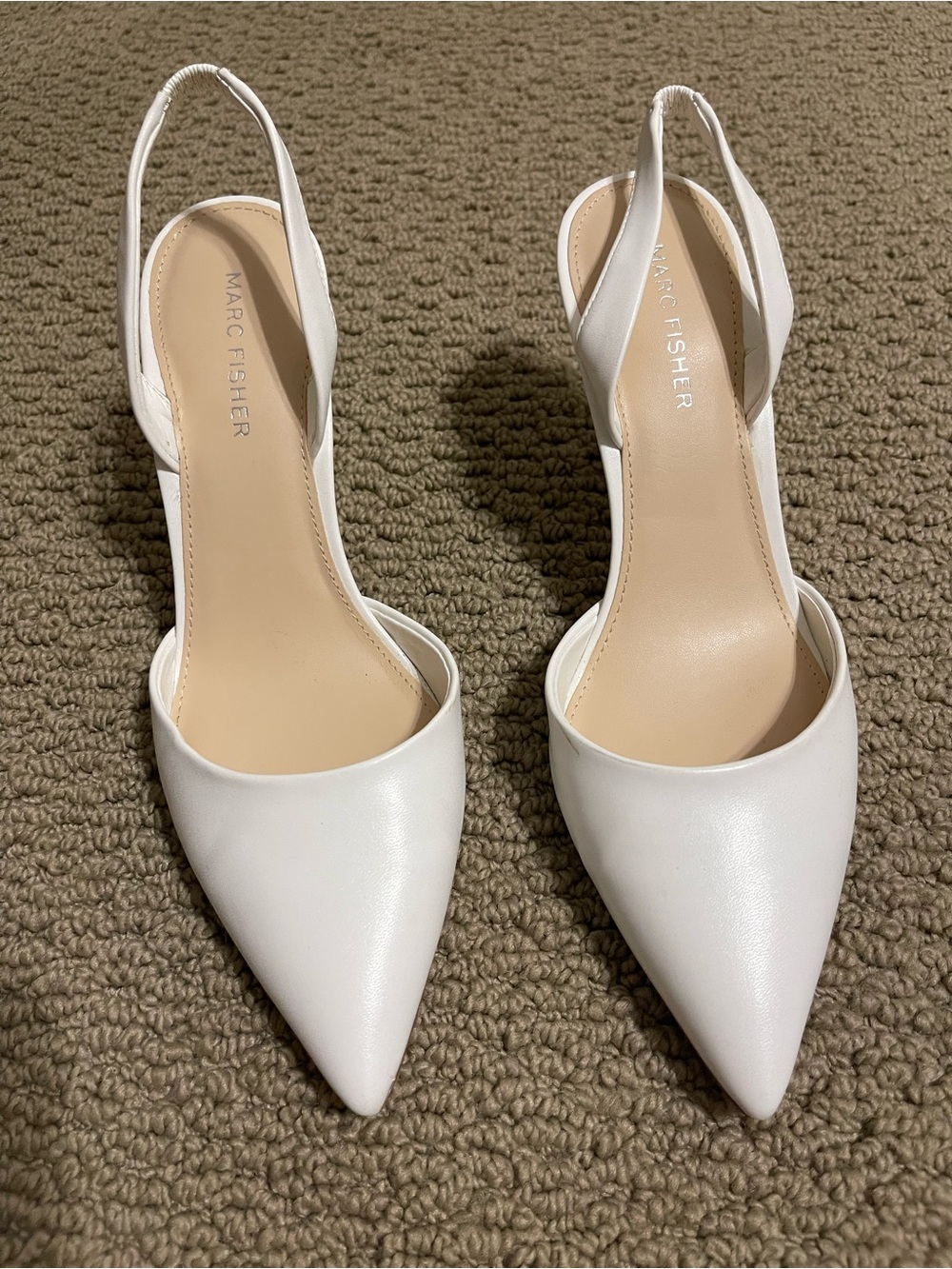 Marc Fisher White Hadya White Slingback Heels